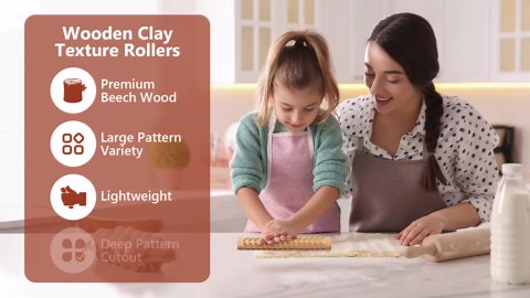 10pcs Wooden Clay Texture Rollers Set for Pottery & Ceramics - Potters Stamp Roller Tools for Ceramic Slabs - Textured Rolling Pins for Modeling, Painting & Glaze Design - 5.9 x 0.8 inch