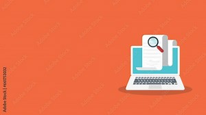 Document inspection. Online digital document inspection or assessment evaluation on laptop computer, contract review, analysis, inspection of agreement contract, compliance verification.