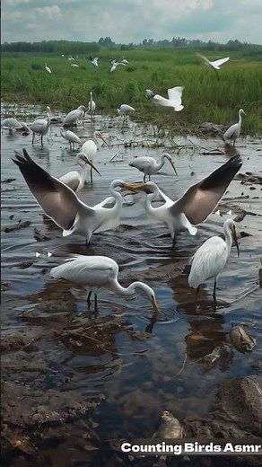 White Birds Are to quarrel and some birds eating fish