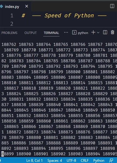 🔥 Print 1 MILLION Numbers in Python! | Python #Shorts