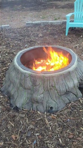 Enjoy your #hardscaping concrete tree stump fire pit #concretelife #outdoorspace #firepits