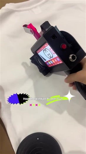 Handheld Inkjet Printer, 1 inch/25.4 mm Print Height Handheld Printer Gun with 72ML Quick-Drying Ink Cartridge for Batch Number Date QR Codes Barcodes Labels Logo Printing on Diverse Materials（Machine 1 black ink cartridge）