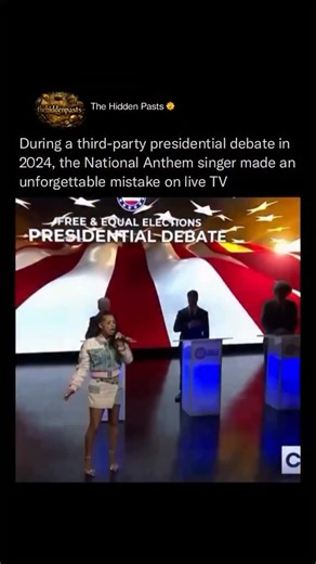 History 📌 Entertainment 📽️ News 🎤 on Instagram: "During a 2024 third-party presidential debate, the opening attempt to perform the U.S. national anthem went viral—for all the wrong reasons! 😰🎤 The singer faltered early, hesitating and jumbling the lyrics in front of a live audience and rolling cameras. The awkward moment quickly spread online, briefly overshadowing the candidates and turning a serious political event into a pop-culture spectacle. It was a reminder that live events leave no