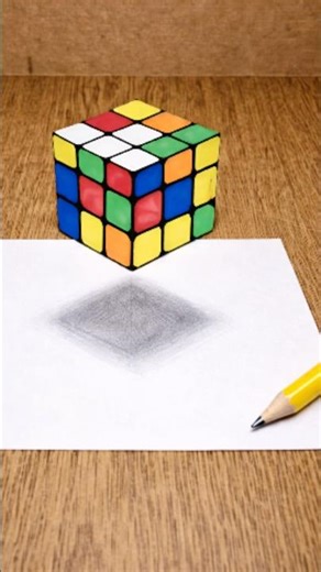 How to Draw a Realistic Floating Rubiks Cube Illusion 🤯✏️