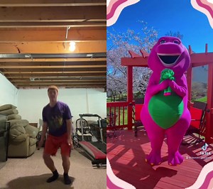 #duet with @Barney’s TikTok Let’s do the Baby Bop hop! 💚 #barney #barneyandfriends #barneythedinosaur #childhood #nostalgia #singalong #hopping #dancing #babybop