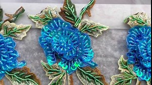 Rose Sequin Applique, Embroidered Patch Flower for Dresses and Other Garments Decorative Rose Patches (Blue)