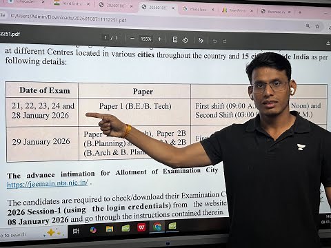JEE Main 2026 Dates Out : City Intimation NTA Update
