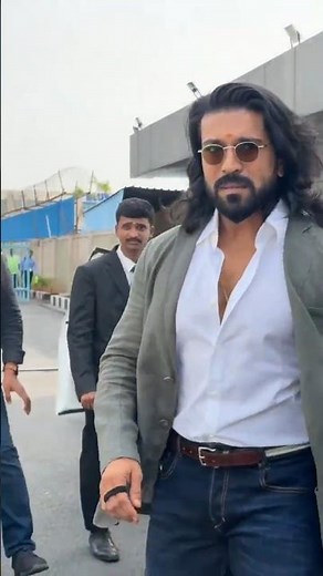 Mega Power Star RamCharan makes a stylish arrival in Chennai for the grand PEDDI press meet 🔥