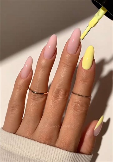 Pastel nails , spring nails , gel nails , yellow nails , hibiscus