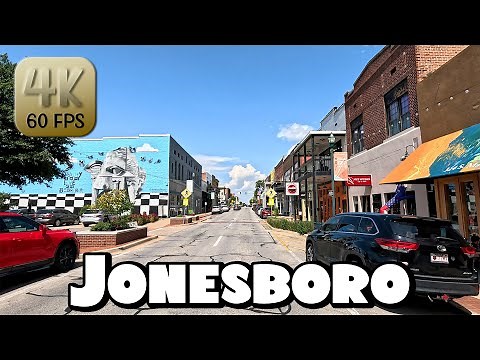 Driving Around Downtown Jonesboro, Arkansas and Arkansas State University in 4k Video