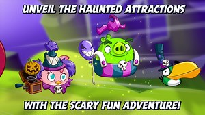 3K views · 244 reactions |  헕헼헼! 헔헿헲 혆헼혂 헿헲헮헱혆 헳헼헿 혀헼헺헲 혀헰헮헿혆 헳혂헻? Unmask the challenges of the Scary Fun Adventure with the new Creepy Clown Hat Set! 嵐 Let the haunting begin! | Angry Birds 2 | Facebook