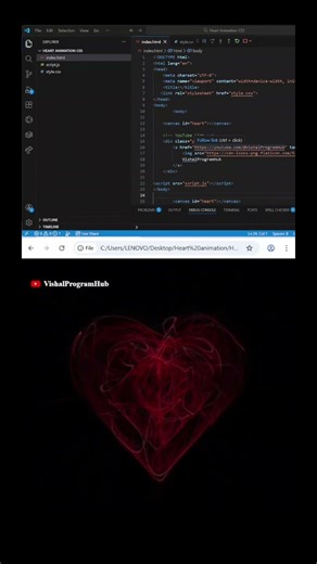 Heart Animation using HTML CSS JS ❤️ #coding #shorts #shorts#webdevelopment#frontend#programming