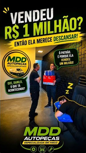 At MDD Auto Parts, the Iveco specialists, whoever sells R$1 million deserves a rest! 😂💰