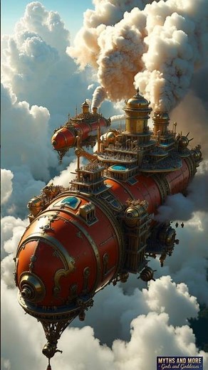 The Red Steampunk Fortress: Massive Airship in the Clouds (Cinematic 4K)