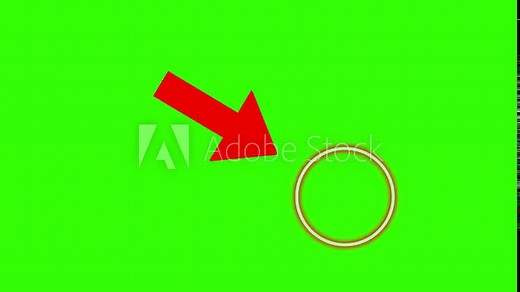 Looping bouncing arrow animation. red arrow pointer green screen isolated transparent 4k video. Animated arrows for the overlay video layer. 3d arrow directional. Circle marker Hand drawing effect,