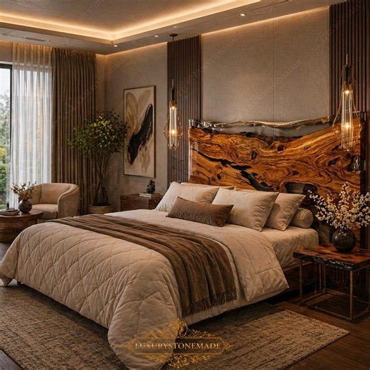 Live Edge Walnut Epoxy Headboard King Size Custom Bed Furniture Modern Biophilic Decor - Etsy