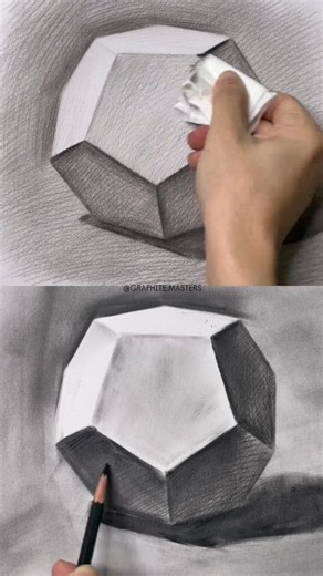 Graphite Drawing Art Gallery on Instagram: "Two different approaches to the same form — one rendered with expressive pencil strokes, the other refined using an artist blending sponge pen. Each technique creates a unique texture, edge quality, and sense of depth. Which one do you prefer? Artist: Li (Douyin) #graphitedrawing #shadingtechniques #drawingstudy #pencilstrokes #blendingtechnique"