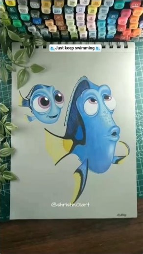 Just Keep Swimming 🐠 | Dory Drawing ✨ | Color Pencil Art #Shorts