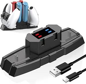 Switch Controller Charger Station for Nintendo Switch & OLED, Pro Charging Dock for JoyCon/Pro/ PS5 Controller/Xbox, 6 in 1 Charging Stand Accessories for Nintendo Gamepad, Black