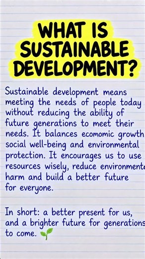What Is Sustainable Development? 🌱🌍| Explained Simply #sustainabledevelopment #learn #youtubeshorts