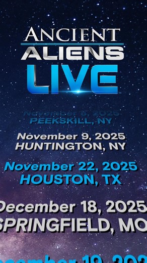 Ancient Aliens Live, our live onstage discussion about ancient, and modern, astronauts with the legendary Nick Pope, William Henry, Jason Martell and myself returns this fall 2025! In which city will we make contact with you? We can't wait see you on the road! Thank you for joining us! | Giorgio A. Tsoukalos