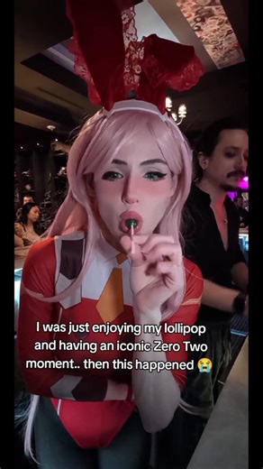 Iconic Zero Two lollipop moment RUINED by Captain Jack Sparrow.. Cosplay Bar Chaos #animebartender