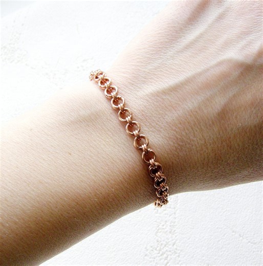Handmade Copper Chainmail Bracelet, Rustic Unisex Jewelry - Etsy Australia