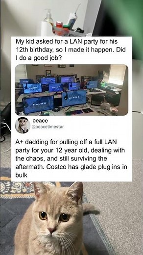 Set up a full LAN party for son’s birthday