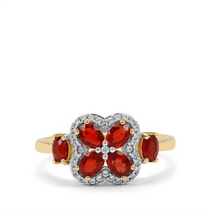 Tanzanian Ruby Ring with White Zircon in 9K Gold 1.45ct