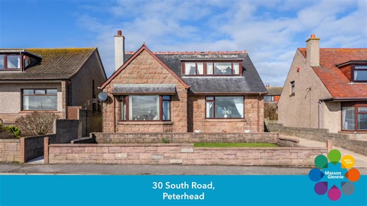 30 South Road, Peterhead, AB42 2YD is on the market with us for Offers Around £237,500! **Home Report Value £250,000!** This impressive detached home offers a perfect balance of elegance and functionality, with well proportioned rooms and panoramic sea views. From the moment you step inside, you are greeted by a bright and airy atmosphere, accentuated by large windows, quality finishes and thoughtfully designed interiors. Most suited to those looking for a family home, this exceptional home prov