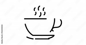 Coffee Cup animated outline icon with alpha channel. Coffee Cup 4k motion design animation for web, mobile and ui design