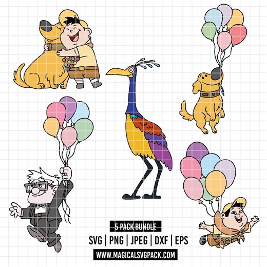5210 - Up, Adventure is Out There Pack Bundle Dtf Full Color Svg, Eps, Png, Dxf, Jpeg (iconic Scenes - Carl - Rusell - Kevin - Dug) - Etsy