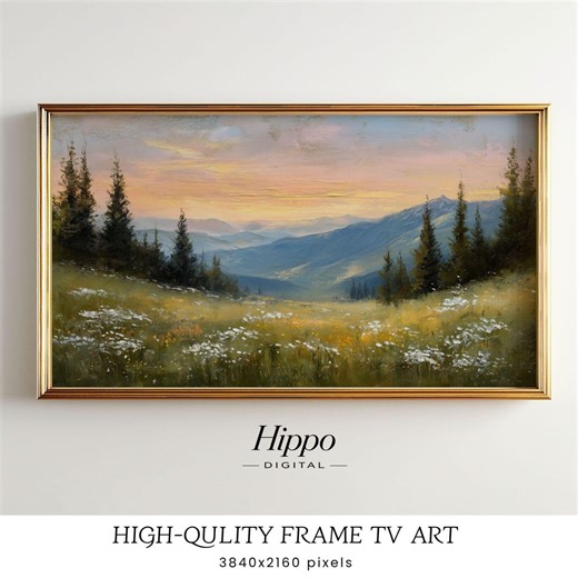 Wildflower Meadow Frame TV Art, Impressionist Landscape Screensaver, Samsung Frame TV Art 4K, Floral Field Digital Download - Etsy