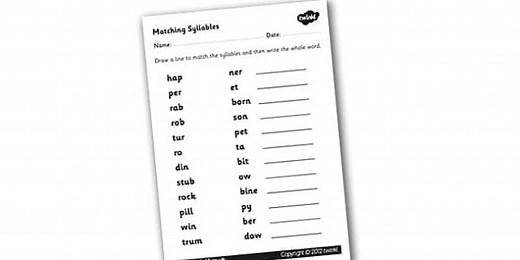 Match the Syllables Worksheet