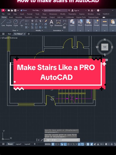 How to make Stairs in AutoCAD Like a Pro in AutoCAD . . . . . #2ddrawing #yqarch #architecture #autocad #civilengineering