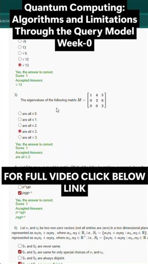 NPTEL Quantum Computing: Algorithms and Limitations Through the Query Model Week 0 Assignment Answer