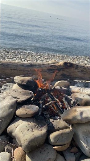 Perfect Beach Campfire Setup #camping #ocean #fire