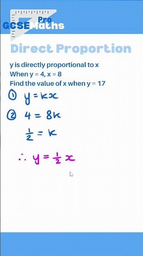 Direct Proportion #maths #gcse #proportion #directproportion #inverseproportion #algebra #fractions