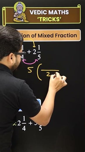Vedic Maths Ka Jadoo🔥 How to add any 2 mixed fraction numbers? 😮Vedic Maths Tricks #shorts