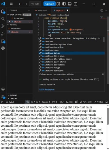 CSS page reading indicator #tutorial #css3 #cssanimation
