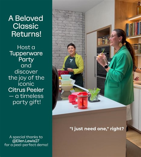 A beloved classic is back! Host or attend a Tupperware Party and get the iconic Citrus Peeler as an extra gift. Reach out to your Independent Authorized Consultant for Tupperware or click the link in our bio to connect with a consultant today. | Tupperware U.S. & Canada