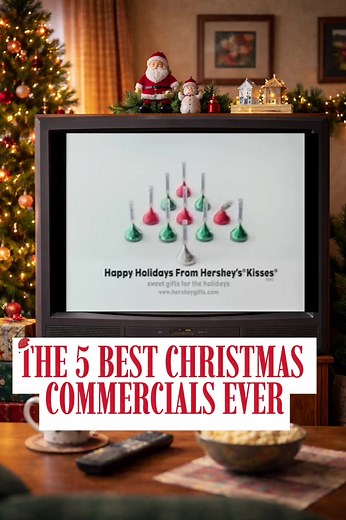 The 5 Greatest Christmas Commercials of All Time Somewhere between the glow of the TV and the smell of pine, these commercials didn’t just sell products. They became part of Christmas itself. If you grew up watching holiday TV specials, you remember exactly where you were when these came on. Here are the five that still feel like Christmas the second they start. 🎄 Hershey’s “Christmas Bells” (1989) There are no words. Just foil-wrapped Kisses ringing out “We Wish You a Merry Christmas.” It debu