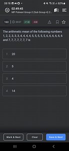 Find the arithmetic mean of the numbers: 1, 2, 2, 3, 3, 3, 4, 4... | Filo