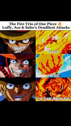 The Fire Trio of One Piece 🔥 | Luffy, Ace & Sabo’s Deadliest Attacks #luffy #ace #sabo #anime