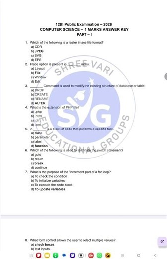🚨 12th CS Public Exam Answer Key 🔥 | Full Solutions in 20 Sec ⏳