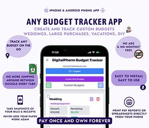 Custom Budget Tracker App Vacation Budget DIY Budget Wedding Budget Moving Budget Major Purchase Budget Take Pics of Receipts Print Reports - Etsy Canada