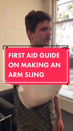 First Aid guide on making an arm sling. #fyp #xyzbca #foryou #sling #mumsoftiktok #mums #learnontiktok #tiktoktaughtme #firstaid #cpr #howto