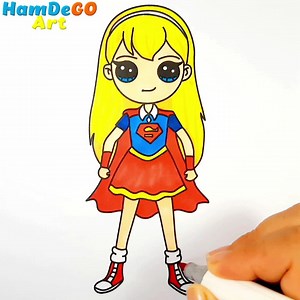We love anime drawings very much. That's why in this video we will draw Supergirl Kawaii step by step. Síguenos en Hamdego Art para ver más videos. Nos encanta mucho dibujos animes. Por eso en este video dibujaremos a Supergirl Kawaii paso a paso. #supergirl #easydrawing #dibujosfaciles #learntodraw #cartoon #drawing #dibujos | Hamdego Art
