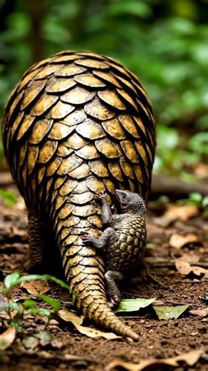 Baby Pangolin Clings to Mom || One of Nature’s Sweetest Moments #nature #wildlife
