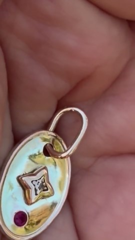 Antique 14K 10K Yellow Gold Diamond Ruby Oval Pendant - Etsy